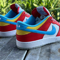Low Top Sneakers, Red Blue Colorway, Lace Up Design, Casual Gift for Sneaker Fans