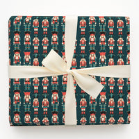 Classic Toy Soldier Holiday Gift Wrap, Nutcracker Christmas Wrapping Paper, Dark Teal Nutcracker Gift Wrapping Paper, Festive Roll Gift Wrap