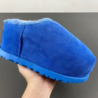 Slides, Blue Colorway, Slip On Design, Wool Detail, Casual Gift for Shoe Lovers