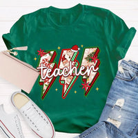 Festive Vibes Holiday Graphic Tee, Teacher Christmas T-Shirt, Adorable School Educator Xmas Shirt, Winter Break Teacher T-Shirt Present
