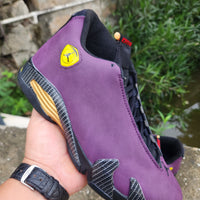 Mid Top Sneakers, Black Yellow Purple Colorway, Lace Up Design, Casual Gift for Sneaker Fans