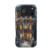 Comfy Winter Townhouse iPhone Case, Christmas Phone Case, Festive Holiday Dual Layer Tough Cover, Seasonal Xmas Present for iPhone