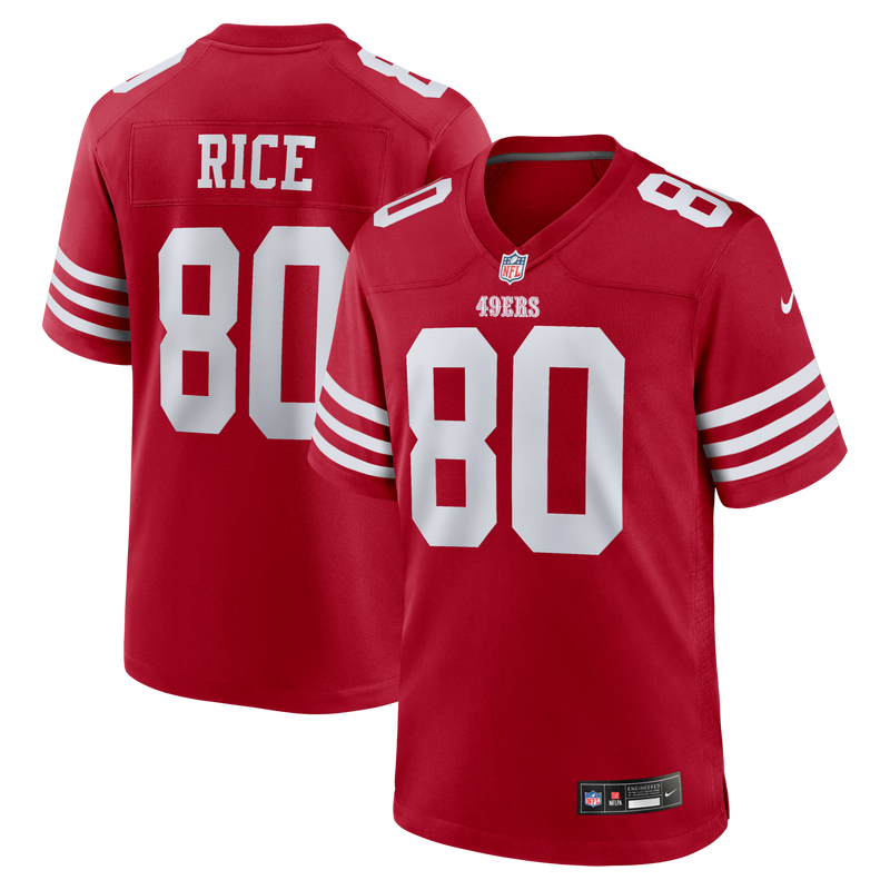 San Francisco 49ers Jerry Rice Scarlet Retired Game Player Jersey