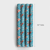 Tropical Summer Pool Gift Wrap, Swimming Santa Wrapping Paper, Humorous Christmas Vacation Wrapping Paper, Beach Holiday Gift Wrap