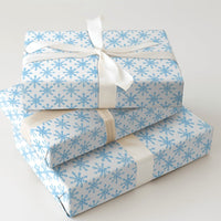 Winter Holiday Gift Wrap, Blue Snowflake Wrapping Paper, Light Blue Snowflake Present Paper, Geometric Christmas Gift Wrap