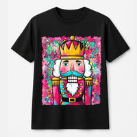Retro Nutcracker Shirt, Pink Teal Watercolor Nutcracker Christmas T-Shirt, Holiday Ballet Graphic Tee, Festive Christmas Nutcracker Shirt