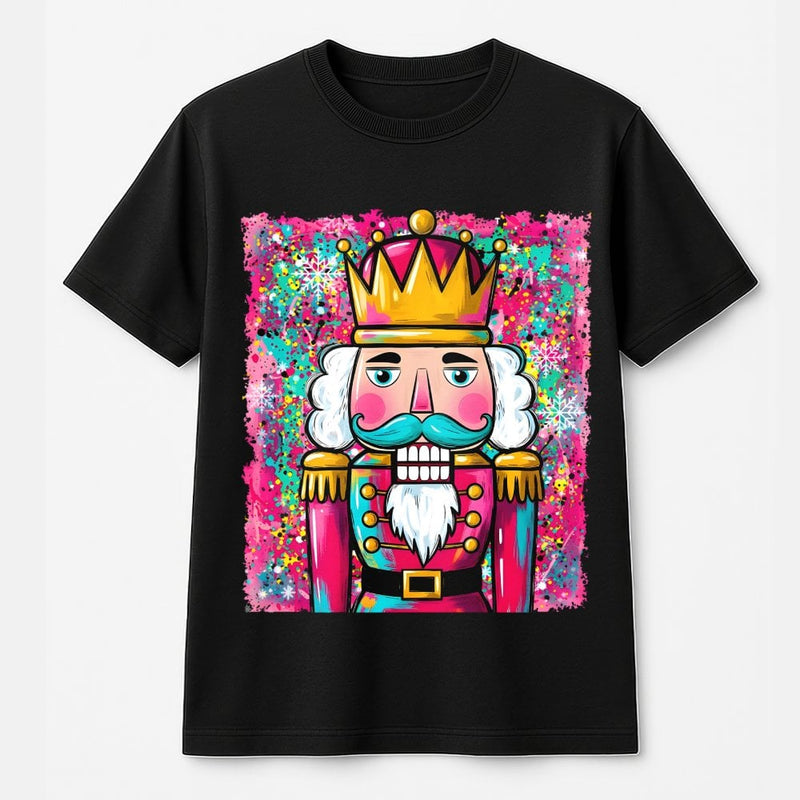 Retro Nutcracker Shirt, Pink Teal Watercolor Nutcracker Christmas T-Shirt, Holiday Ballet Graphic Tee, Festive Christmas Nutcracker Shirt