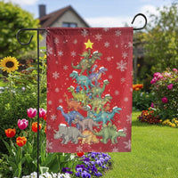 Festive T-Rex Holiday Yard Flag, Dinosaur Christmas Tree Garden Flag, Adorable Dino Winter Lawn Flag, Seasonal Outdoor Decor for Dino Lovers