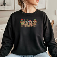 Santa Hat Dog Holiday Crewneck, Goldendoodle Christmas Sweatshirt, Festive Adorable Puppy Sweater, Dog Mom Xmas Pullover, Pet Lover Present