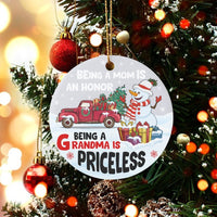 Snowman Red Truck Christmas Ornament, Being a Grandma Is Priceless Ornament, Grandma Ceramic Keepsake Ornament, Holiday Present for Grandma