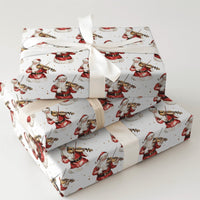 Watercolor Christmas Wrapping Paper Roll, Musical Santa Violinist Wrapping Paper, Classical Music Gift Wrap, Holiday Santa Wrapping Paper