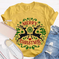Festive Reindeer Holiday Graphic Tee, Christmas Elk T-Shirt, Winter Deer Shirt, Adorable Merry Christmas Animal T-Shirt, Xmas Apparel