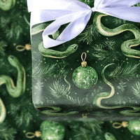Gothic Forest Green Serpent Gift Wrap, Snake Christmas Wrapping Paper, Alternative Holiday Wrapping Paper, Emerald Pine Present Wrap