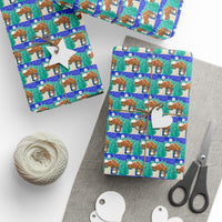 Winter Cabin Snowman Gift Wrap, Snowman Wrapping Paper, Retro Snowman Gift Wrapping Paper, Adorable Holiday Wrapping Paper, Christmas Gift Wrap