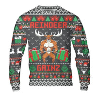 Weightlifting Ugly Sweater, Buff Reindeer Christmas Sweatshirt, Humorous Fitness Holiday Sweatshirt, Bodybuilder Xmas Pullover, Gym Sweatshirt