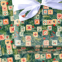Retro Snowflake Pine Gift Wrap, Vintage Tile Christmas Wrapping Paper, Holly Berry Holiday Wrapping Paper, Nostalgic Xmas Gift Wrap Roll
