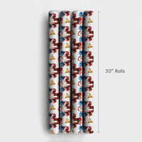 Watercolor Cheer Santa Gift Wrap, Cheerleader Santa Wrapping Paper, Blue Pom Pom Santa Christmas Paper, Adorable Whimsical Holiday Wrap Roll