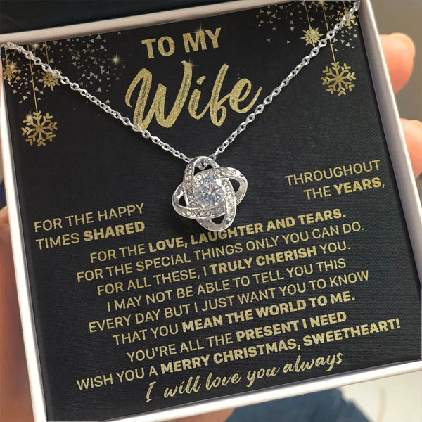 Christmas Love Knot Jewelry, To My Wife Love Knot Necklace, Romantic Wife Pendant Necklace, Anniversary Love Knot Present fro