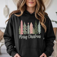 Boho Aesthetic Holiday Tree Sweatshirt, Merry Christmas Tree Hoodie, Comfy Winter Xmas Pullover, Festive Christmas Hooded Sweater