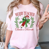 Santas Favorite Pencil Graphic Tee, Merry Teacher T-Shirt, Adorable Holiday Educator Shirt, School Christmas Party Graphic T-Shirt