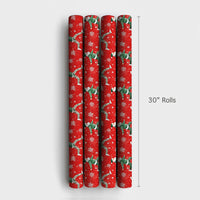 Camo Tracksuit Santa Claus Gift Wrap, Running Santa Wrapping Paper, Humorous Fitness Santa Holiday Paper, Christmas Gift Wrapping Paper Roll