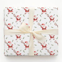 Lacrosse Sports Christmas Gift Wrap, Lacrosse Santa Wrapping Paper, Lacrosse Coach Holiday Wrapping Paper, Lax Santa Christmas Gift Wrap