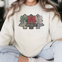 Coquette Bow Holiday Crewneck, Camo Christmas Tree Sweatshirt, Festive Hunting Plaid Pullover, Adorable Preppy Xmas Sweater, Winter Holiday Present