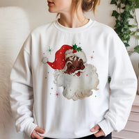 African American Santa Sweatshirt, Black Santa Christmas Sweatshirt, Retro Holiday Crewneck, Vintage Xmas Pullover, Comfy Holiday Sweatshirt