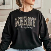 Varsity Lettering Camo Crewneck, Merry Christmas Camo Sweatshirt, Hunting Xmas Camo Sweatshirt, Festive Outdoor Holiday Sweatshirt Present