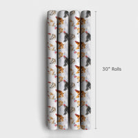 Watercolor Farm Animal Gift Wrap, Chicken Christmas Wrapping Paper, Winter Rooster Wrapping Paper, Rustic Holiday Gift Wrap, Farm Xmas Roll