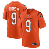 Cincinnati Bengals Joe Burrow Orange Alternate Game Jersey