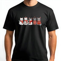 Festive Holiday Kitties Scarves Lights Shirt, Adorable Cat Christmas T-Shirt, Cat Lover Xmas Tee, Cat Mom Graphic Top, Winter Holiday Present