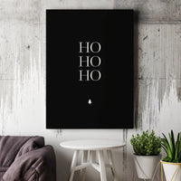 Minimalist Holiday Canvas Wall Art, Ho Ho Ho Christmas Canvas Print, Black and White Christmas Canvas Decor, Modern Winter Home Decor Present