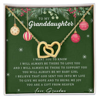 Double Heart Pendant, Granddaughter Interlocking Hearts Necklace, Cubic Zirconia Heart Necklace, Christmas Holiday Keepsake Present