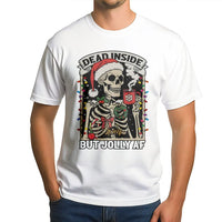 Humorous Skeleton Christmas Shirt, Dead Inside but Jolly AF T-Shirt, Sarcastic Holiday Graphic Tee, Coffee Lover Xmas Tee, Holiday Present
