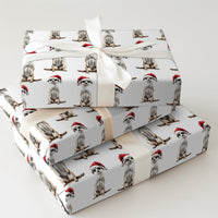 Adorable Santa Hat Gift Wrap, Meerkat Christmas Wrapping Paper, Festive Animal Wrapping Paper, Holiday Meerkat Gift Wrap Roll