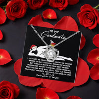 Soulmate Pendant Necklace, Naughty Christmas Love Knot Necklace, CZ Crystal Love Knot Necklace, Romantic Love Knot Jewelry Holiday Present