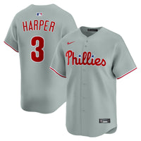 Philadelphia Phillies Bryce Harper Gray Road Limited Player Jersey