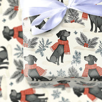 Black Labrador Winter Scarf Gift Wrap, Black Lab Wrapping Paper, Dog Lover Christmas Wrapping Paper, Holiday Puppy Wrapping Paper Roll