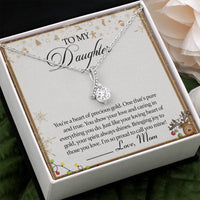 14k White Gold CZ Ribbon Pendant Necklace, To My Daughter Ribbon Necklace, Mom to Daughter Necklace, Christmas Birthday Jewelry Present