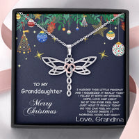 Rose Gold Heart Pendant Necklace, Dragonfly Necklace for Granddaughter, Stainless Steel Dragonfly Necklace, Christmas Present Grandma