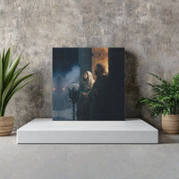 Journey to Bethlehem Nativity Canvas Art, Mary and Joseph Square Canvas, Christian Christmas Canvas Print, Religious Holy Wall Art