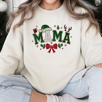 Santa Hat Red Bow Mother Holiday Crewneck, Christmas Mama Sweatshirt, Adorable Merry Mama Xmas Pullover, Comfy Holiday Present for Mom