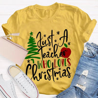 Adorable Holiday Educator Graphic Tee, Christmas Tree Apples Teacher T-Shirt, Festive School Winter Shirt, Merry Christmas Teacher Present Tee