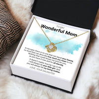 14k White Gold Finish Infinity Knot Necklace, Love Knot Necklace for Mom, Cubic Zirconia Pendant Necklace, Christmas Present from Daughter