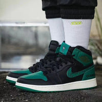 Retro High Top Golf Shoes, Black Green Colorway, Lace Up Design, Casual Gift for Shoe Lovers