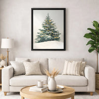 Lit Winter Forest Evergreen Print, Snowy Christmas Tree Canvas Art, Festive Holiday Pine Wall Decor, Comfy Seasonal Christmas Canvas Present