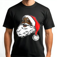 African American Christmas Graphic Tee, Black Santa Claus T-Shirt, Melanin Santa Shirt, Black Santa Holiday Graphic T-Shirt, Xmas Present