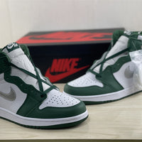 High Top Sneakers, White Green Colorway, Lace Up Design, Casual Gift for Sneaker Fans