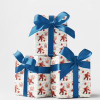 Humorous Christmas Bowler Gift Wrap, Bowling Santa Wrapping Paper, Retro Holiday Sport Wrapping Paper, Winter Xmas Gift Wrap Paper Roll